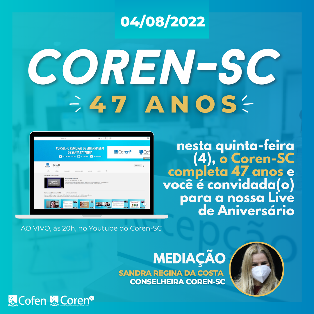 Arte Aniversário Coren SC Coren SC Conselho Regional de Enfermagem de Santa Catarina