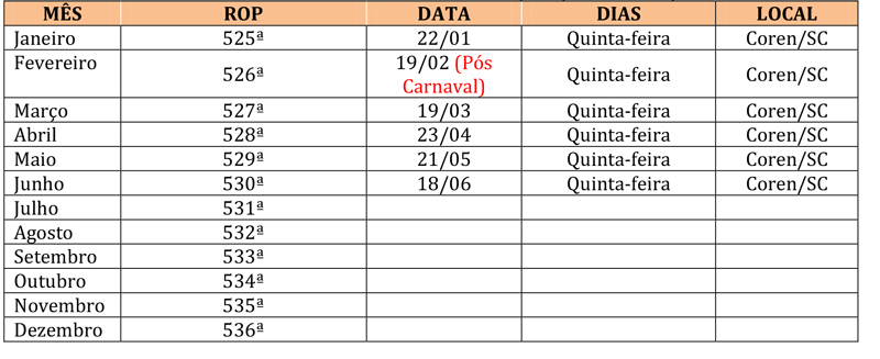 Calendar Rop calendario_rop | Coren-SC | Conselho Regional de Enfermagem de Santa ...